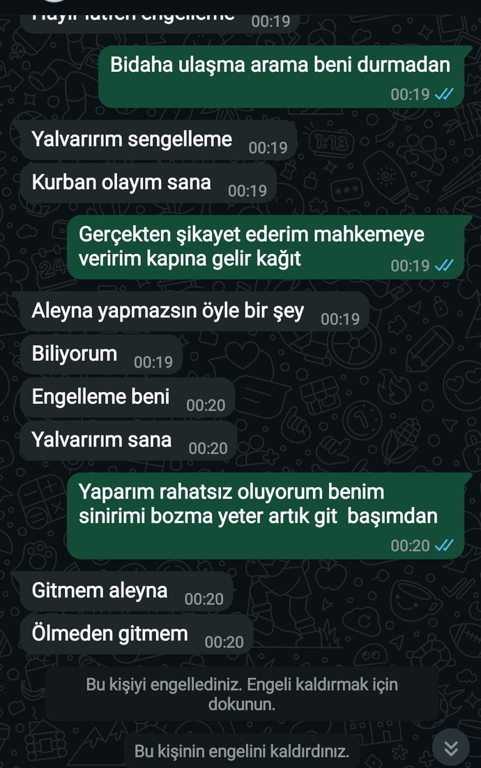 Adamın biri beni takıntı yapmış ne yaparsam yapım vazgeçmiyor istemiyorum diyorum bilerek diyorsun diyokendisinden nefret ediyorum?