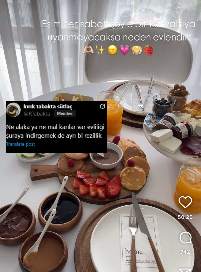 Eşine kahvaltı hazırlayan kadını eleştiren X kullanıcısı! Sizce eleştiri haklı mı?