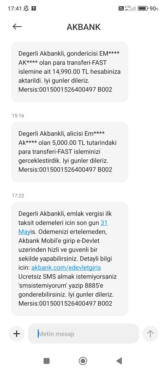 Bu mesaj bankadan geldi ne anlama geliyor?