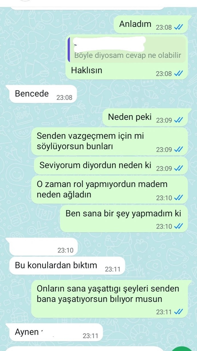 Eski sevgilimle dünki konuşmalarımız?