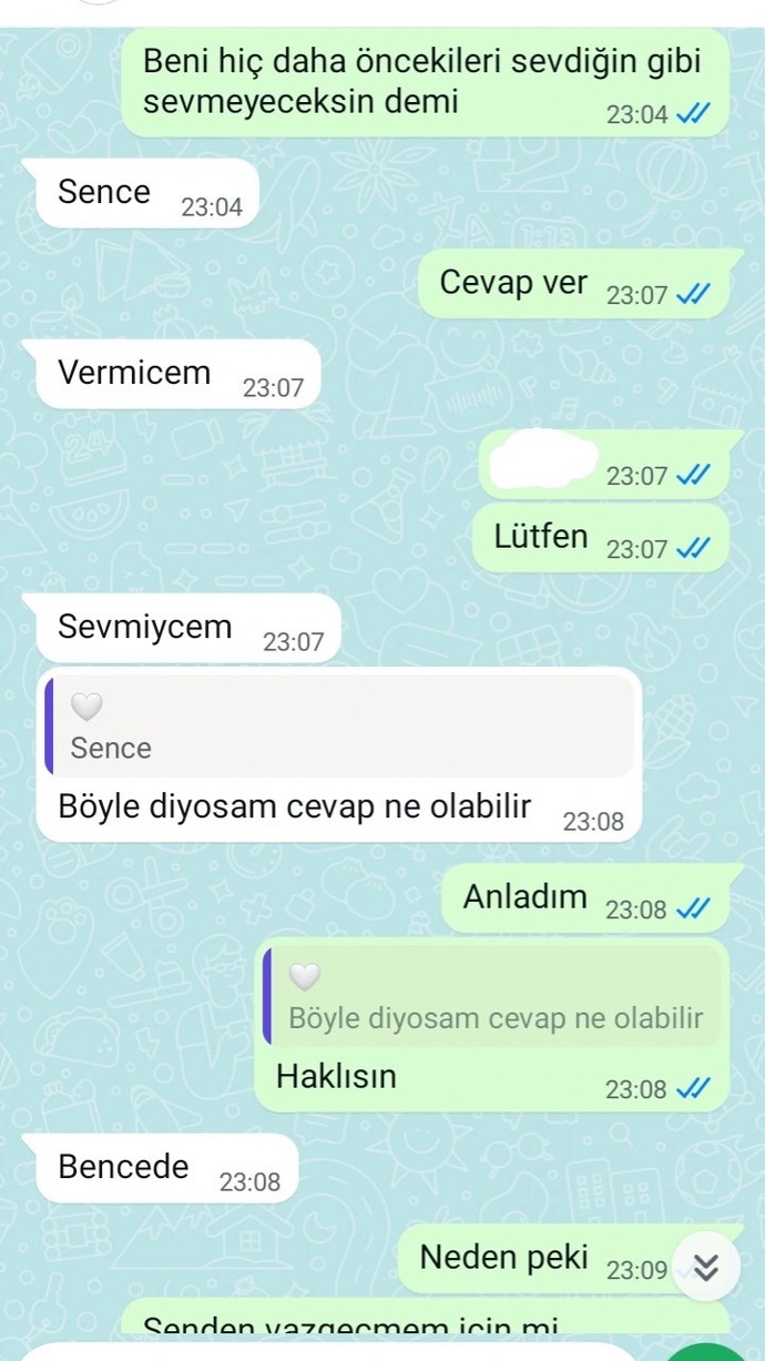Eski sevgilimle dünki konuşmalarımız?