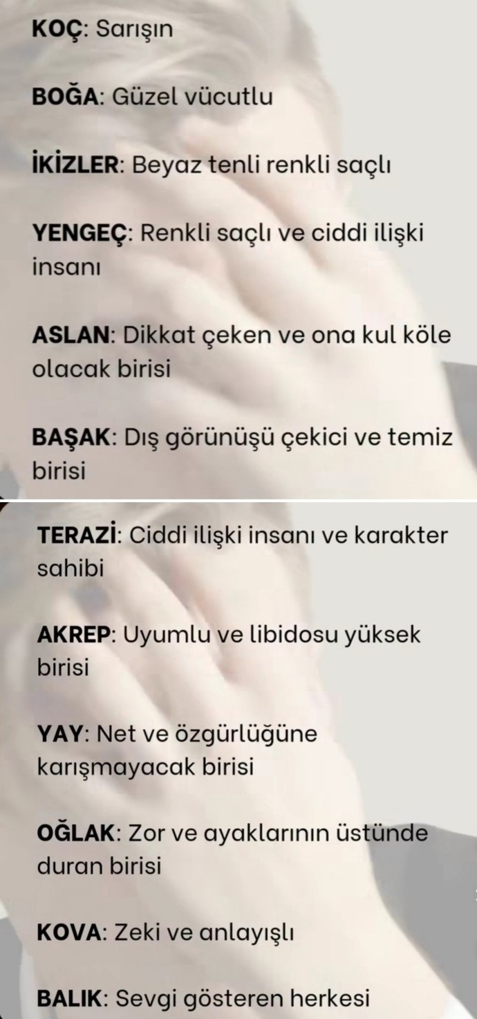 Burcunuza göre karşı cinste beendiğiniz tip nasılmış😌?