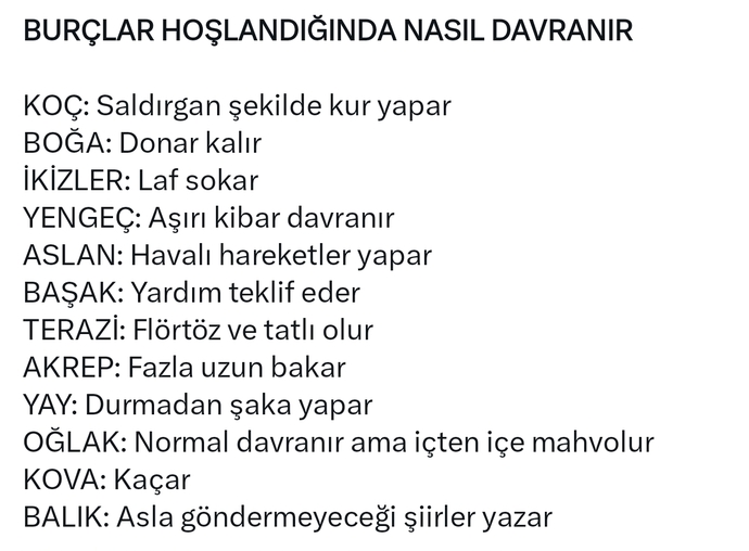 Burcunuza göre hoşlandığınızda nasıl davranırsınız?