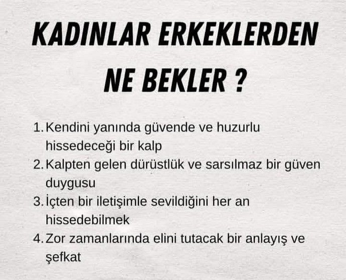 Biz kadınlar ne bekliyoruz erkeklerden?