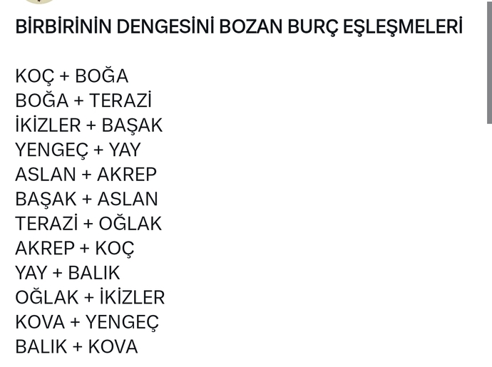 Burcunuza göre sizin dengenizi bozan burç hangisidir?