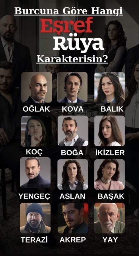 Burcuna göre hangi Eşref rüya karaktersin?