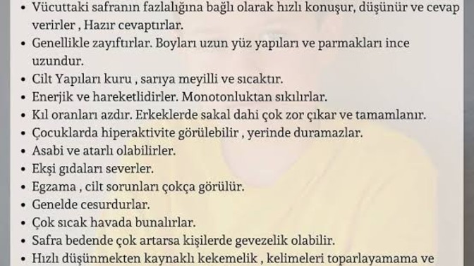 Kimler safravi mizaç, görelim?