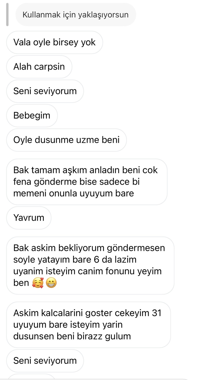 Bu kişinin amacı kullanmak mı sence benden foto istiyor sürekli kendi atmıyor?