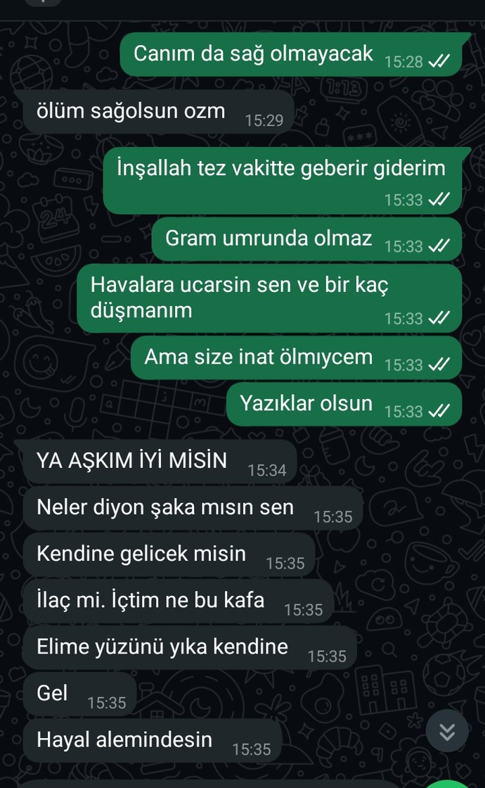 Sevgilim bu mesajı yazdı çok kırıcı değil mi?