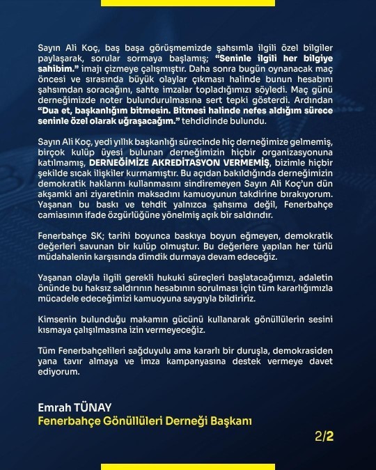 İmza toplanıyor, ali koç gider mi?