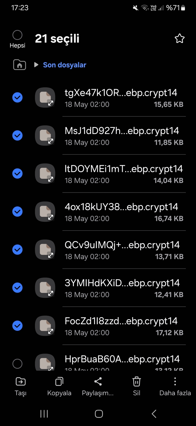 Soru sormak için telefona görsel indirdiğimde bu şekilde gereksiz dosyalar da iniyor sebebi nedir?