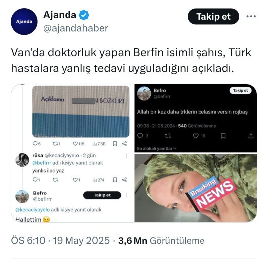 Türk hastalara açık açık yanlış ilaç yazdığını belirten doktor hakkında ne düşünüyorsunu?