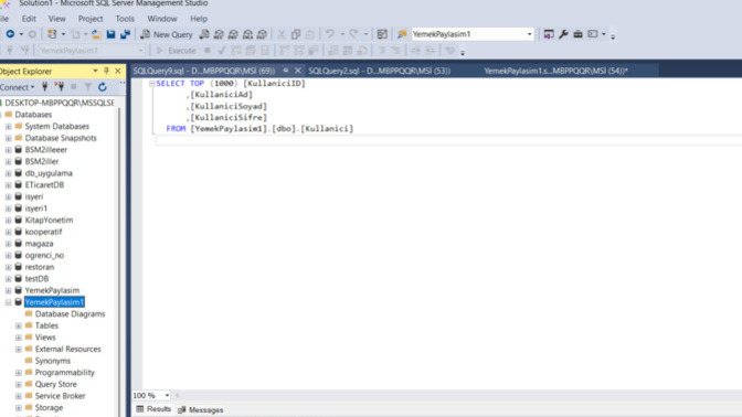 Mysql Server Management'ta yazdığım kodu nasıl görebilirim?