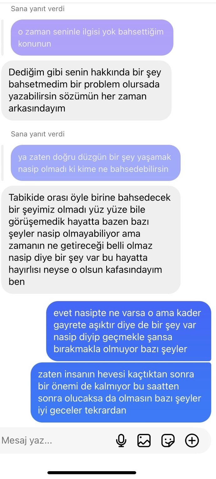 Kendisi eski konuştuğum 6 aydir konuşmuyorduk hesabını açık yapmış bende storysine bakmıştım onun ve benim mesajlarım ne anlatıyor?