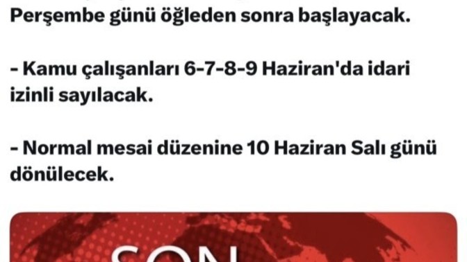 Bayram tatilleri iptal oldu mu😃?