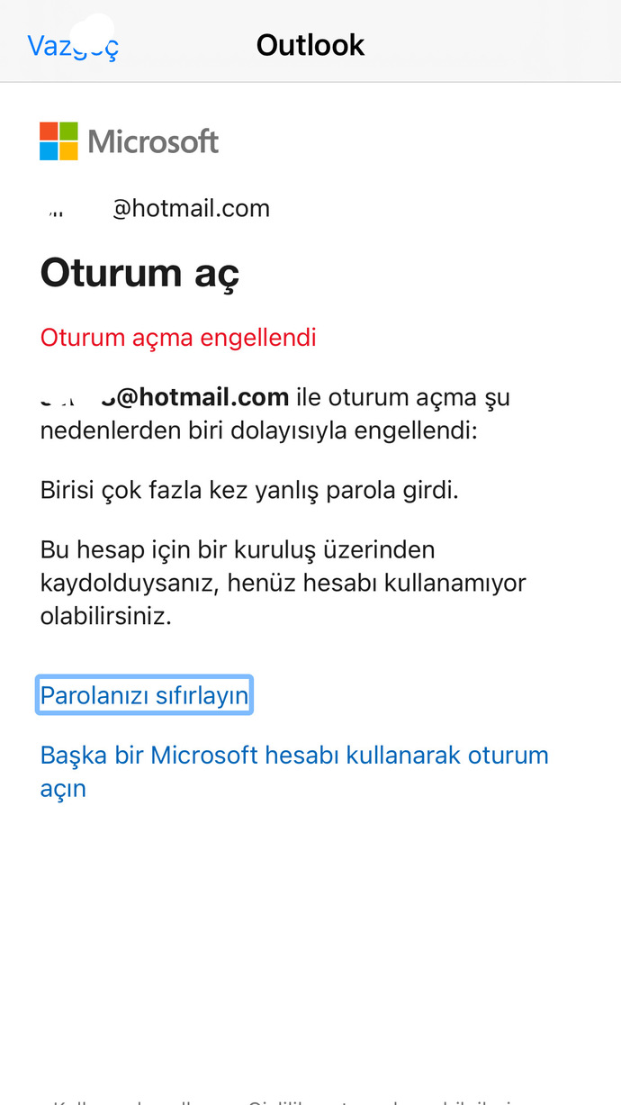 Benden başka birisi mail adresime giriş yapmaya çalıştığı için ben şu anda mail adresime giriş yapamıyorum şifreyi değiştiriyorum fakat hala giriş yapmama izin vermiyor ne yapabilirim