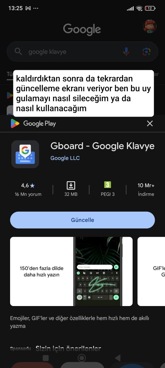 Google klavye uygulamasını kullanamıyorum?