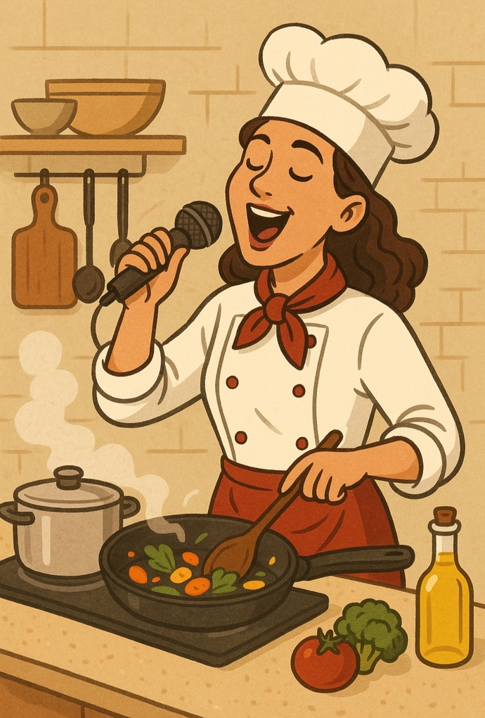 Sesim çok güzel aslında sanatçı olabilirim ama ben aşçı olmaya karar verdim sizce ikisini aynı anda sürdürebilir miyim?🤔🤔?