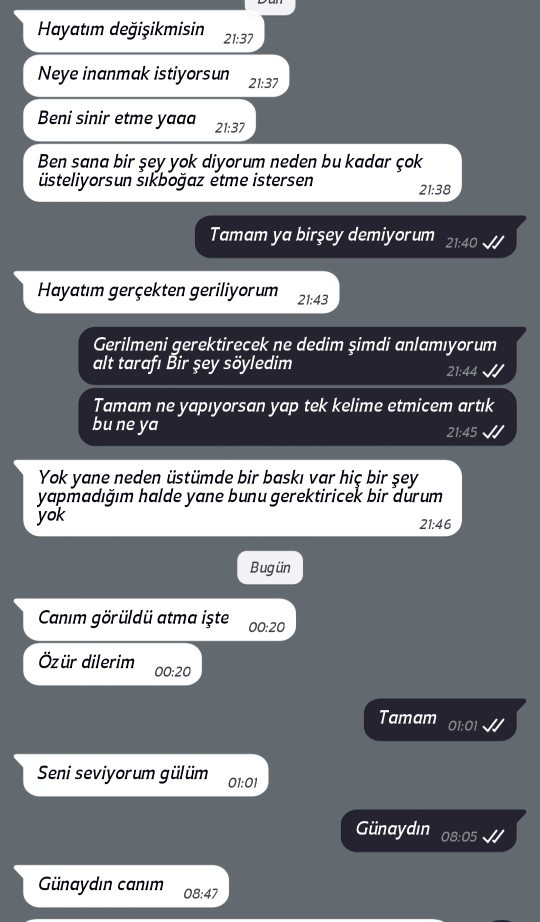 Sosyal medyada bir sürü kızı neden takip ediyorsun dedim diye benle bu şekil konuştu normal mi yani soramaz mıyım?