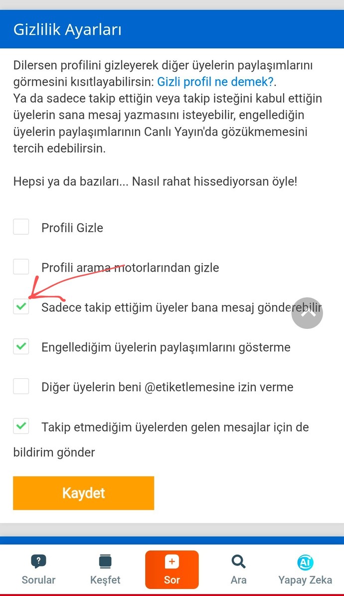 Nasıl mesaj mutumu açabilirim?