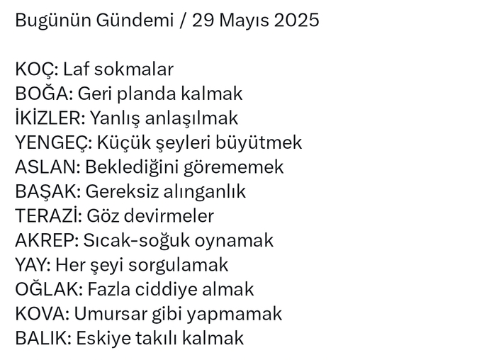 Burcuna göre bugün gündeminde ne varr?
