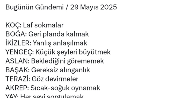 Burcuna göre bugün gündeminde ne varr?