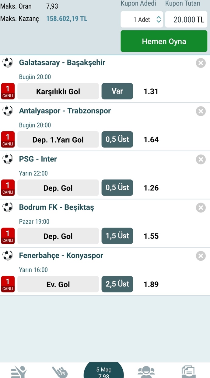 20 bin yatıracam bu kupona sizce nasıl?