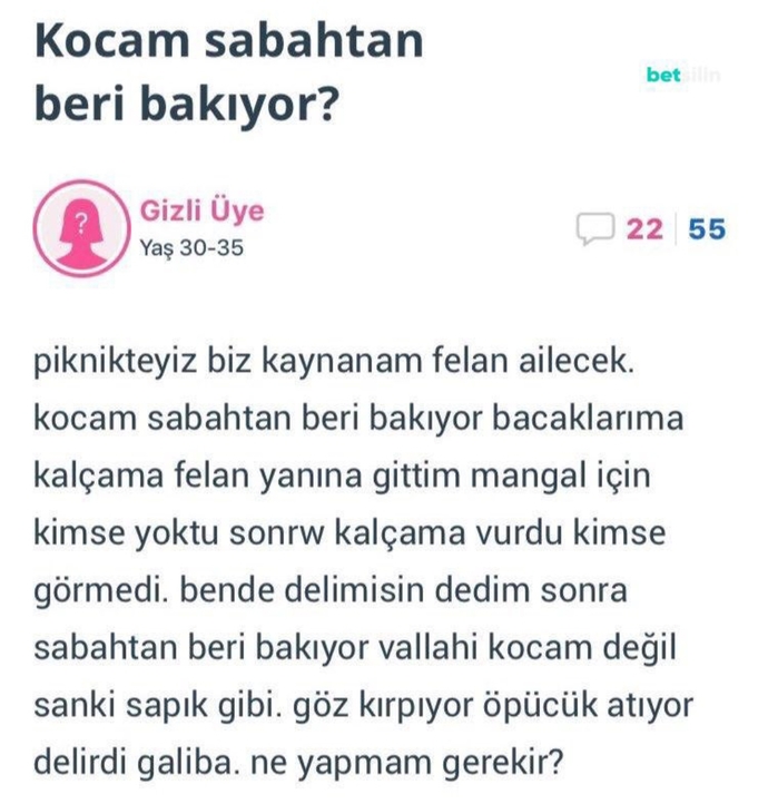 Kocam sabahtan beri bakıyor?