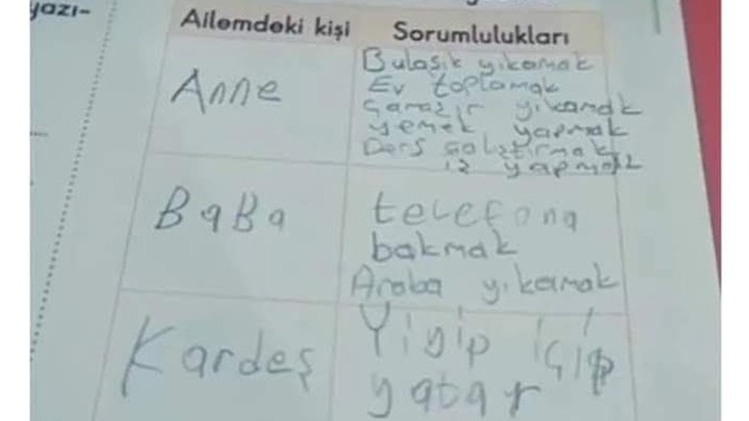 Aile bireylerin evdeki sorumlulukları nedir?