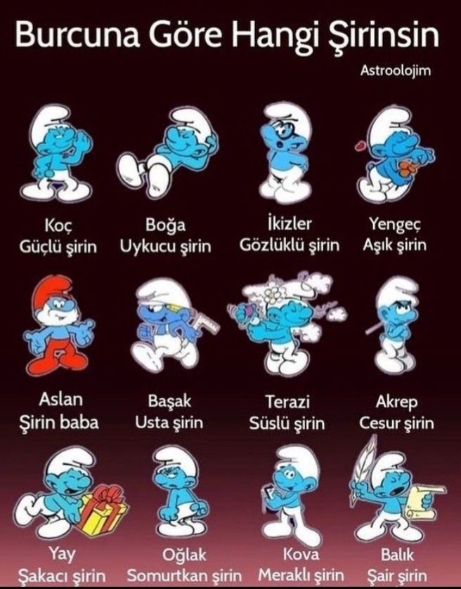 Burcuna göre hangi şirin karakterisin?