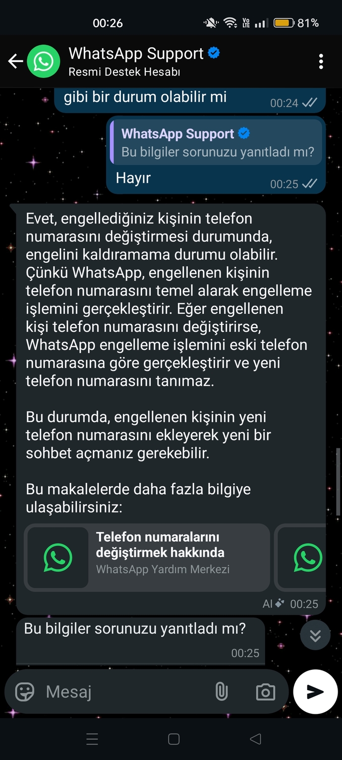WhatsApp engel kaldırma acilllll çözüm?
