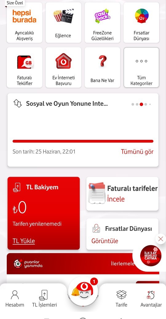 Hattım da sınırsız sosyal medya paketi var onu normal internete çevirebilir miyim?