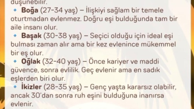 Burçlara göre evlenme yaşınız tutuyor mu?