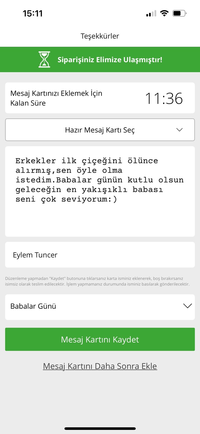 Sevgilime babalar günü için göndereceğim hediye kartı nasıl?
