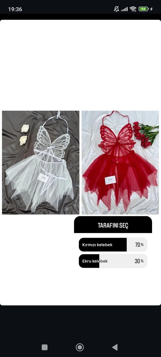 Kırmızı kelebek mi, ekru kelebek mi tarafını seç?