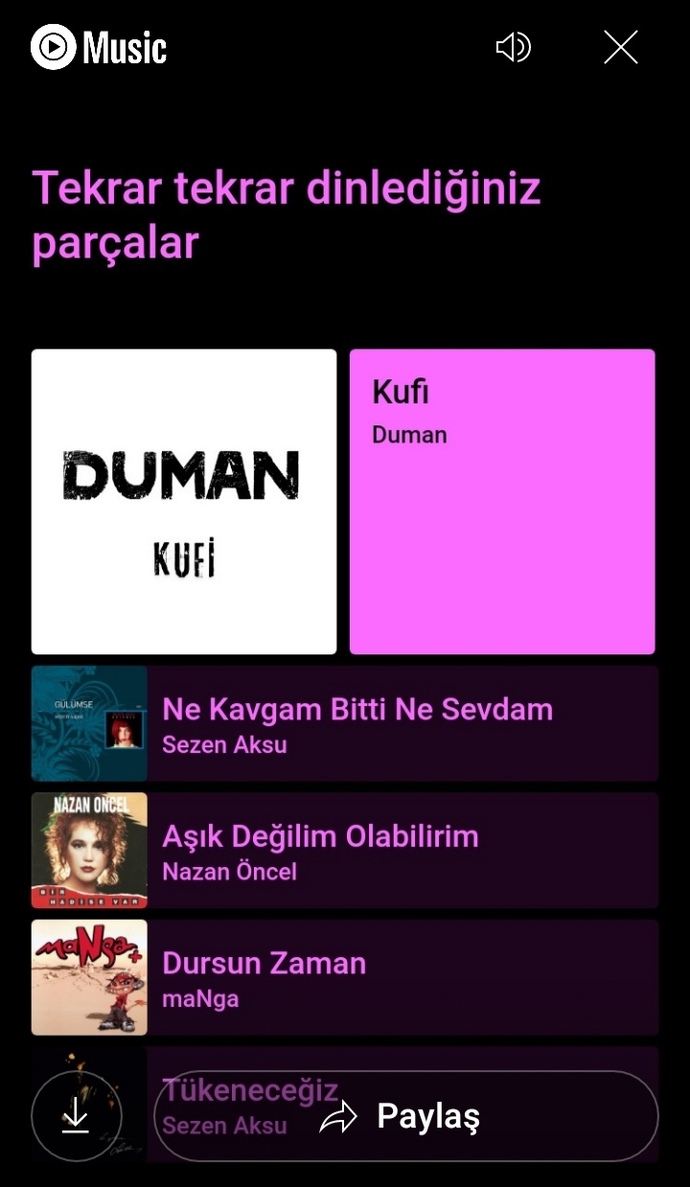 Tekrar tekrar dinlediğiniz şarkılar hangileri?