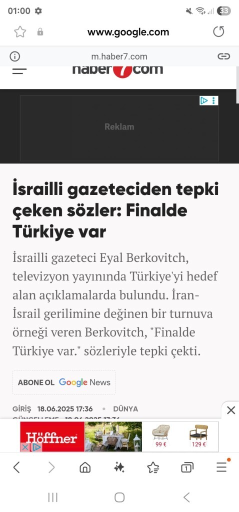 Israil Medya yorumcusu Berkovic bu Savaş da Finalde Türkiye var diye aciklamalar yapmis ne düsünüyorsunuz?