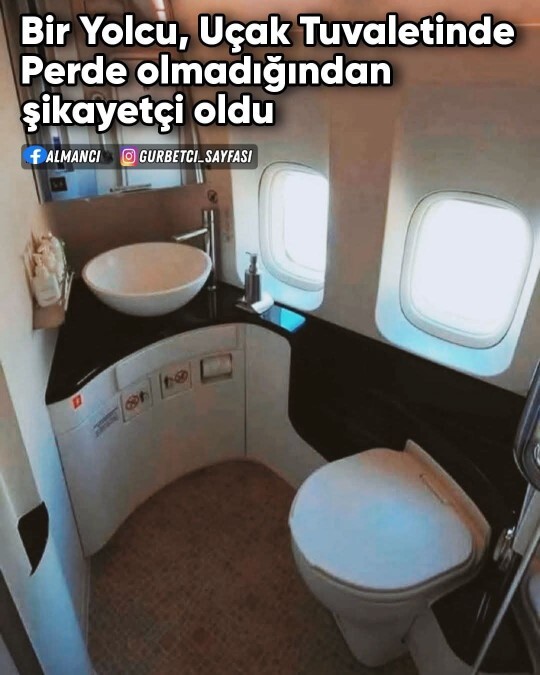 Bir yolcu uçak tuvaletinde bulunmayan perdeden dolayı şikayette bulundu?