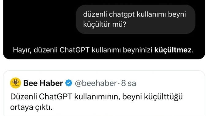 Herkes ikiye bölündü galiba. Chatgpt kullanmak beyni küçülüyor mu yoksa büyütüyor mu?