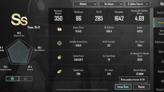 2 aylık oyuncuya göre pubg istatğklerim nasıl?