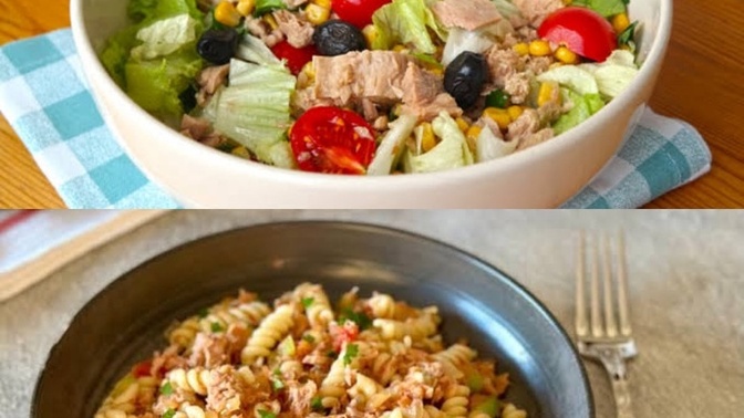 Ton balıklı salata mı makarna mı tercihiniz olur?