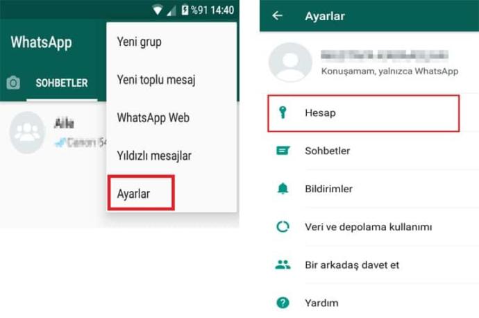 WhatsApp hesabı
