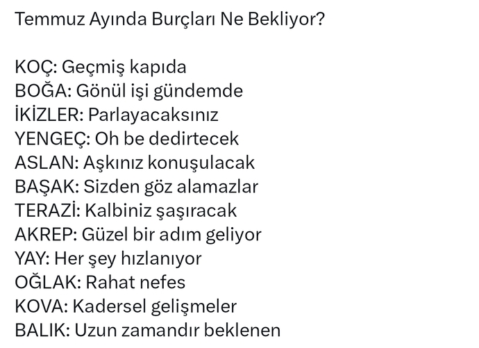 Burcunuza göre Temmuz ayında sizleri neler bekliyor?