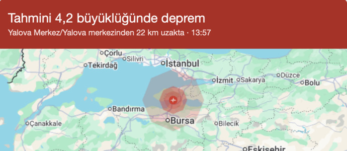 Bursa Gemlikte 4.3lük bir deprem oldu, çevre illerden de hissedildi. Depremi hisseden var mı?