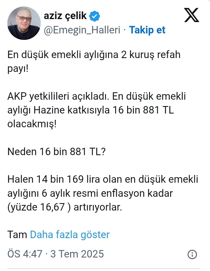 Emekli aylığına yapılan zam hakkında ne düşünüyorsunuz?