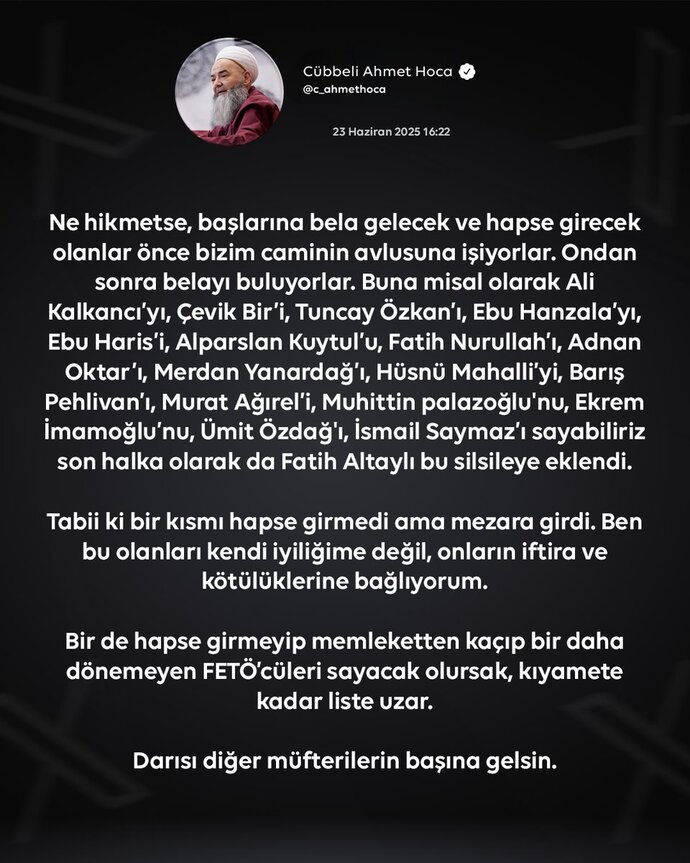 Cübbelinin Fatih Altaylı’ya şerefsiz demesi hakkında ne düşünüyorsunuz?