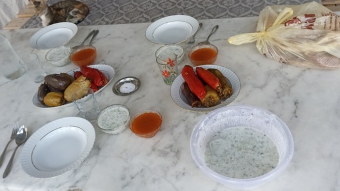 Hatay yöresine göre müthiş dolma'm ve cacığım sofram nasıl görünüyor?
