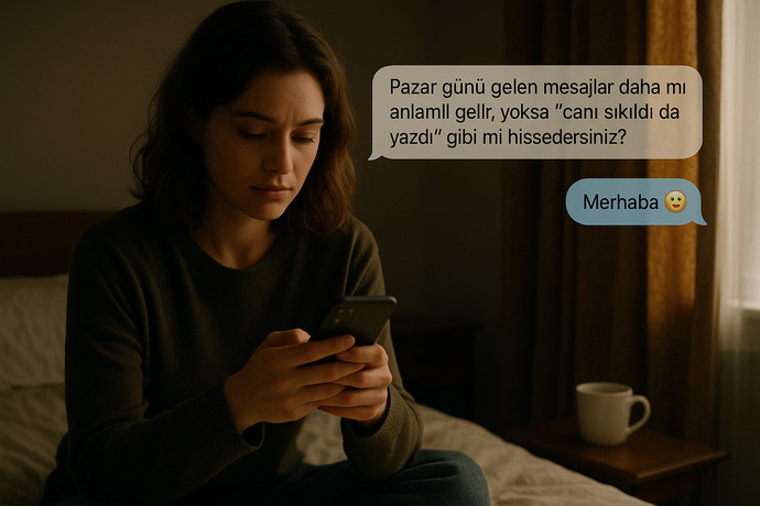 Pazar günü gelen mesajlar daha mı anlamlı gelir, yoksa canı sıkıldı da yazdı gibi mi hissedersiniz?