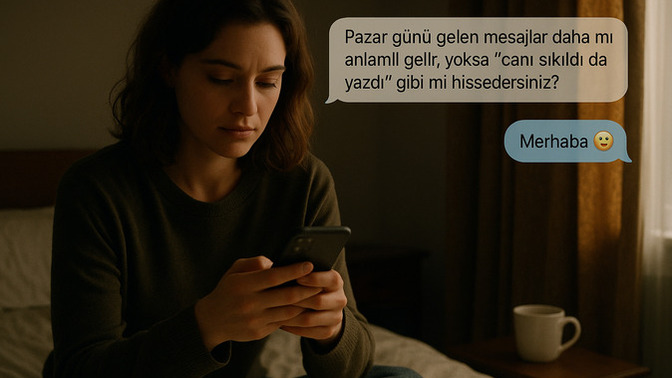 Pazar günü gelen mesajlar daha mı anlamlı gelir, yoksa "canı sıkıldı da yazdı" gibi mi hissedersiniz?