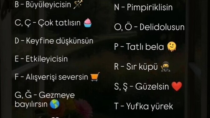 İsmin baş harfine göre sen nesin?